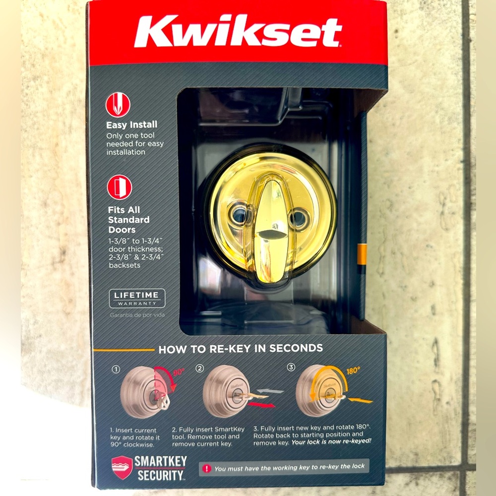 Kwikset 980 3SMT CP K4 V1 Deadbolt Polished Brass